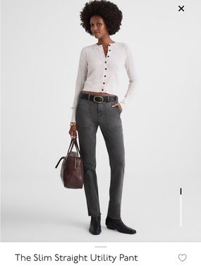 Madewell Slim Straight Utility Pant in Charcoal Gray Sz 30